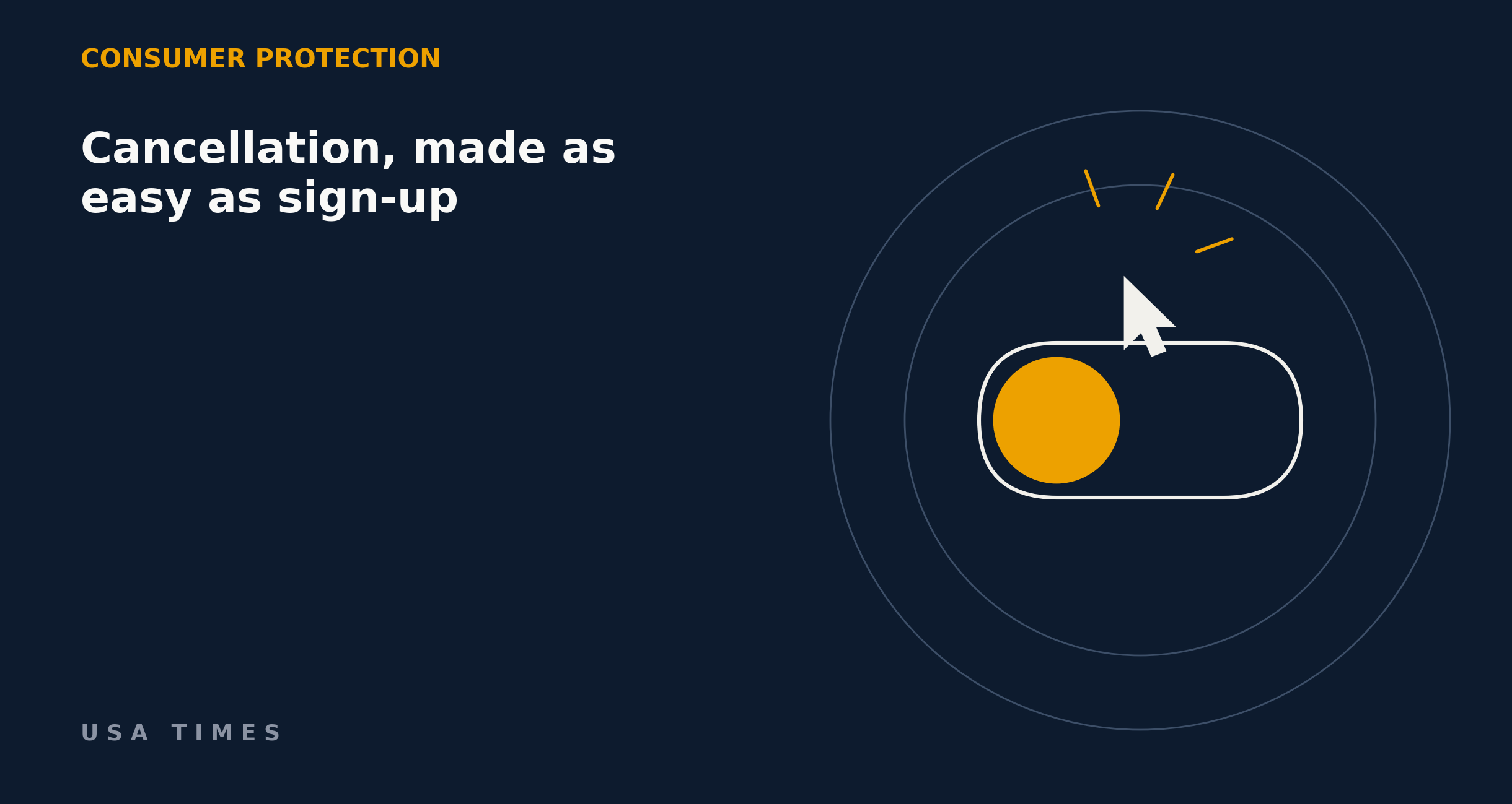 Editorial illustration of a toggle switch and a cursor with a click effect, representing an easy subscription-cancellation rule