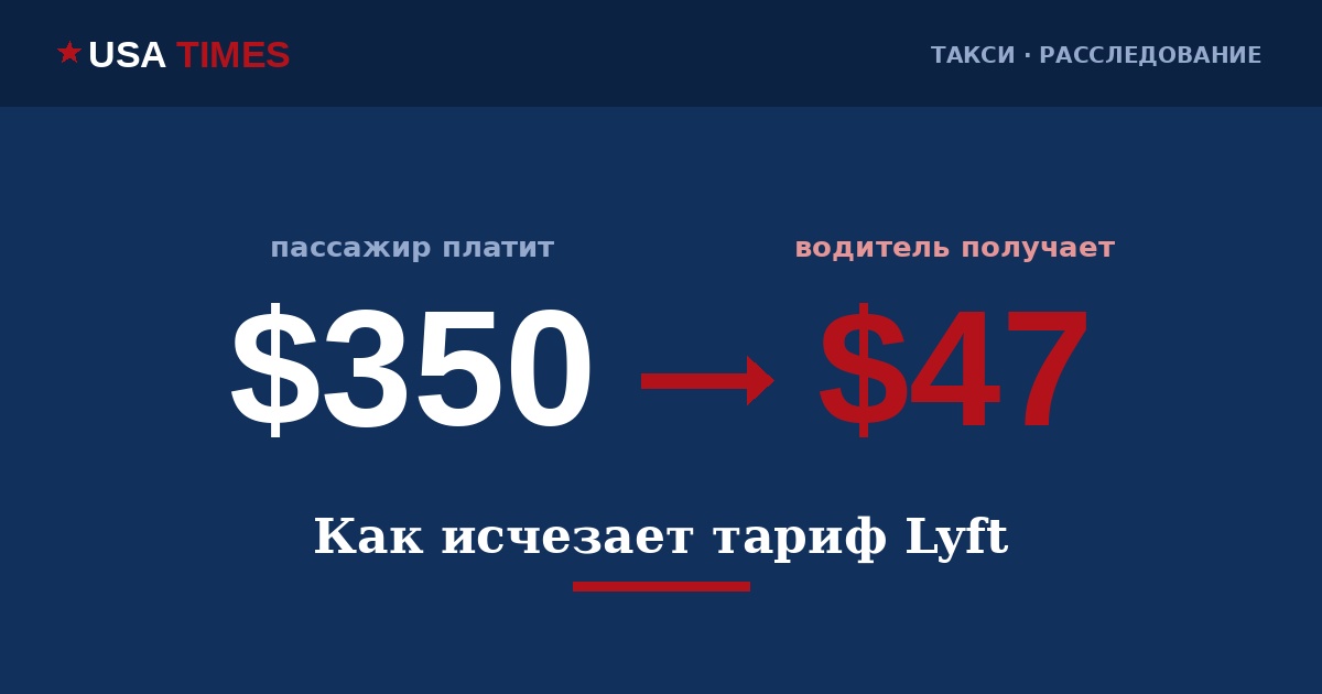 USA Times: пассажир платит $350, водитель получает $47